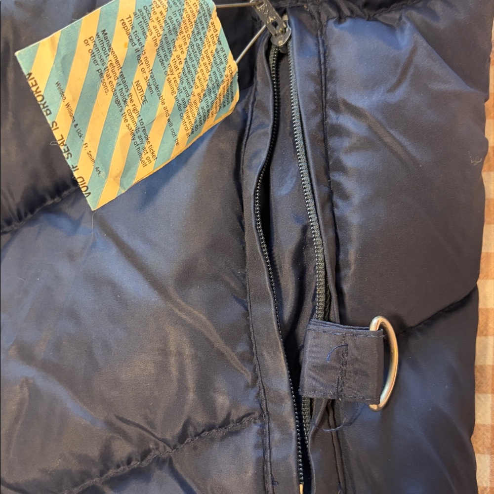 Antler Prime Navy Puffer Vest with Rainbow Chevron. 1986 ski pass attached. - Picture 4 of 9